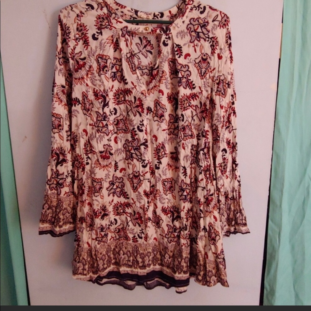 Beautiful Jewel tone En Creme Tunic blouse, Large